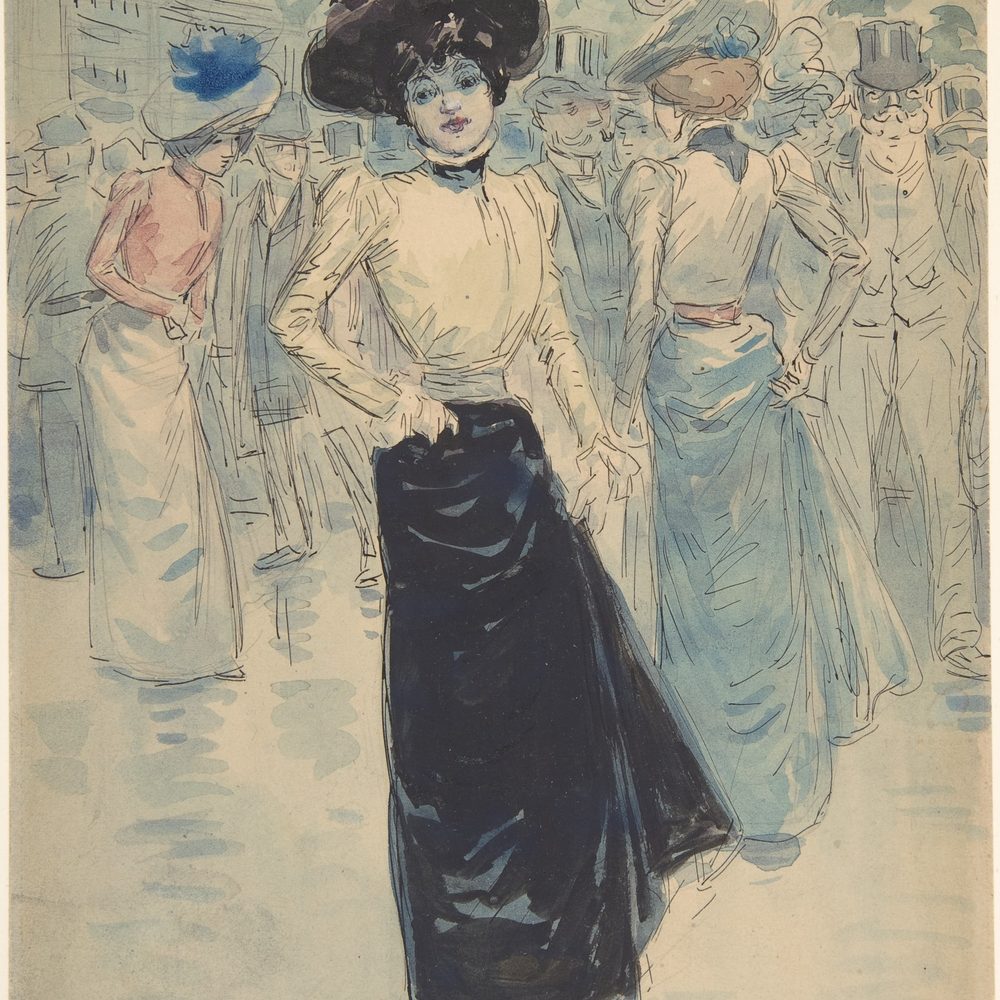 Henri Somm, A Parisienne on a Crowded Street